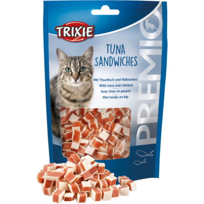 Ласощі Trixie Premio Tuna Sandwiches для котів кубики з тунцем і куркою 50 г