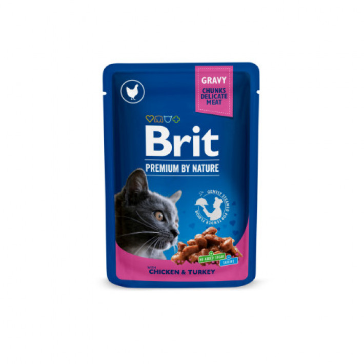 Набір вологих кормів Brit Premium Cat Pouch «М'ясна тарілка» для котів, 4 шт х 100 г
