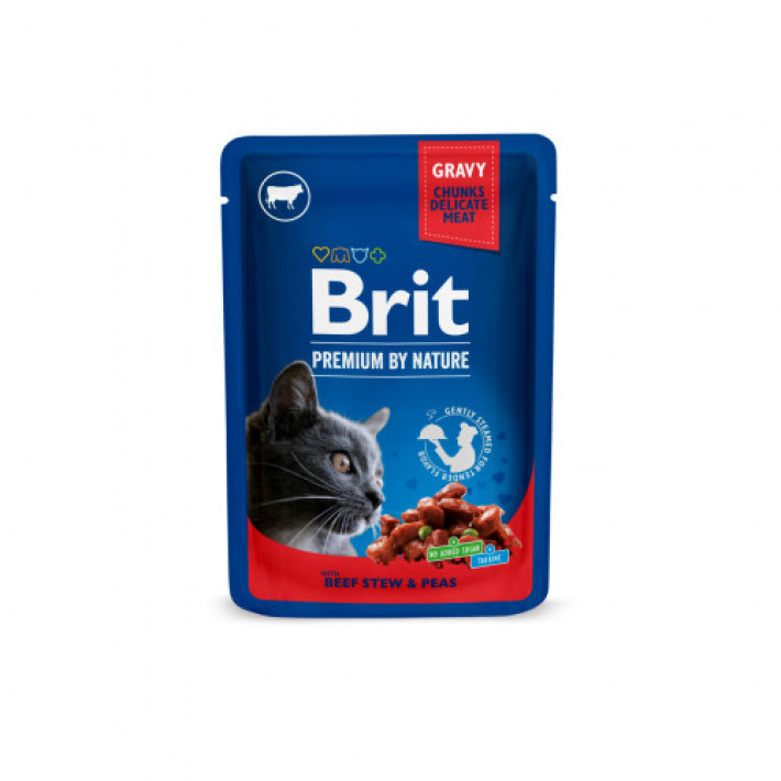 Набір вологих кормів Brit Premium Cat Pouch «Сімейна тарілка» для котів, асорті із 4 смаків, 12 шт х 100 г