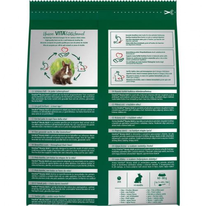 Корм Vitakraft Emotion Beauty для кроликів, для краси шкіри та шерсті, 1,5 кг