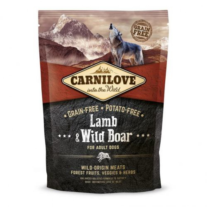 Сухий корм Carnilove Lamb & Wild Boar для дорослих собак всіх порід, ягня та кабан, 1,5 кг