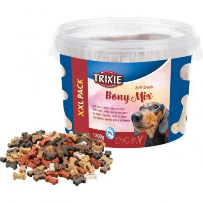 Ласощі Trixie Soft Snack Bony Mix XXL для собак асорті відро пластик 1800 г