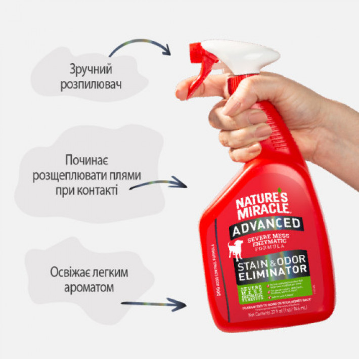 Спрей 8in1 NM ADV Dog Stain&Odor Elimin Spray для собак для усунення плям та запахів, з посиленою формулою, 946 мл