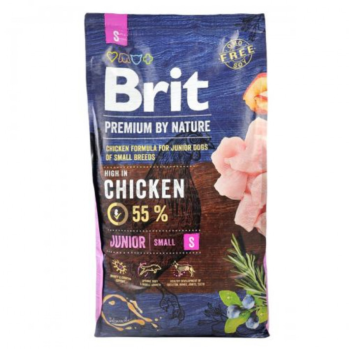 Сухий корм Brit Premium Dog Junior S для цуценят дрібних порід, з куркою, 12 кг