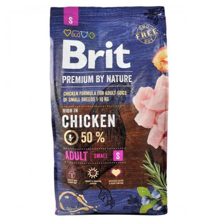 Сухий корм Brit Premium Dog Adult S для дорослих собак малих порід, з куркою, 8 кг