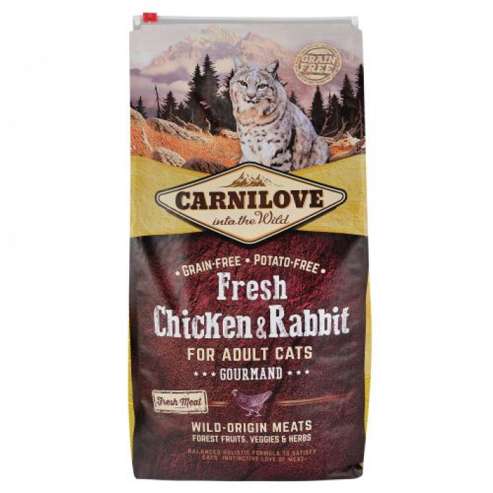 Сухий корм Carnilove Fresh Chicken & Rabbit для дорослих котів, курка та кролик, 6 кг