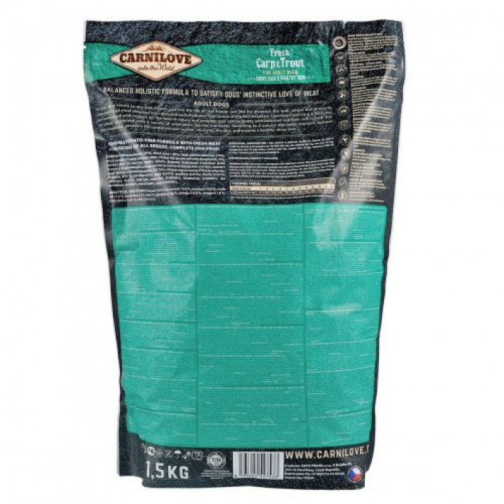 Сухий корм Carnilove Fresh Carp & Trout для дорослих собак всіх порід, риба, 1,5 кг
