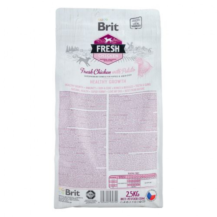 Сухий корм Brit Fresh для цуценят та молодих собак всіх порід, з куркою та картоплею, 2,5 кг
