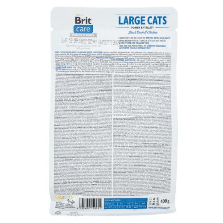 Сухий корм Brit Care Cat GF Large Power & Vitality для котів великих порід, качка та курка, 400 г