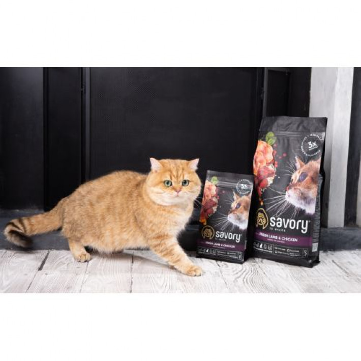 Сухий корм Savory для стерилізованих котів, зі свіжим ягням і куркою, 400 г