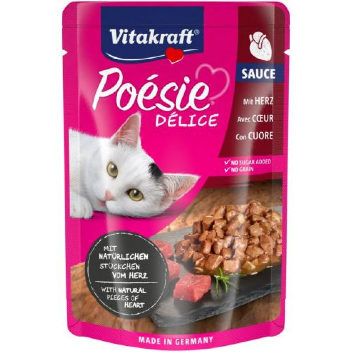 Вологий корм Vitakraft Poésie Délice для котів, серця в соусі, 85 г