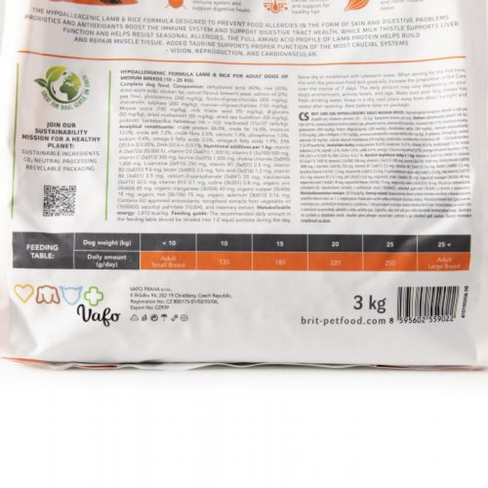 Сухий корм Brit Care Dog Hypoallergenic Adult Medium Breed для собак середніх порід, гіпоалергенний з ягням, 3 кг