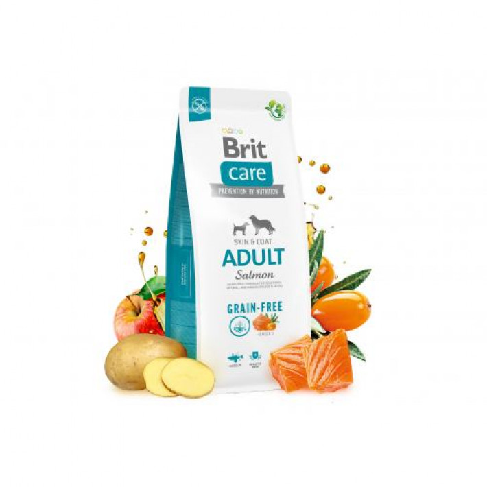 Сухий корм Brit Care Dog Grain-free Adult для собак малих і середніх порід, беззерновий з лососем, 1 кг