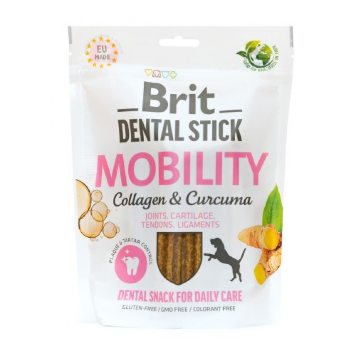 Ласощі для собак Brit Dental Stick Mobility для мобільності суглобів, колаген та куркума, 7 шт, 251 г