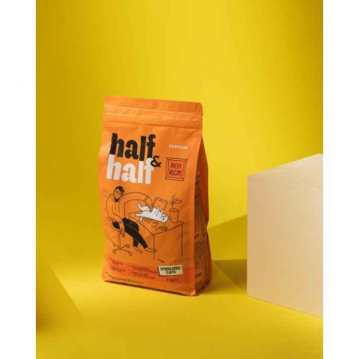 Сухий корм Half&Half для стерилізованих котів, з яловичиною, 2 кг