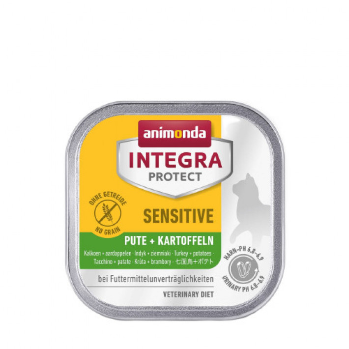 Корм вологий ветеринарний для котів Integra Protect Sensitiv Turkey + Potatoes з харчовою непереносимістю, індичка і картопля, 100 г