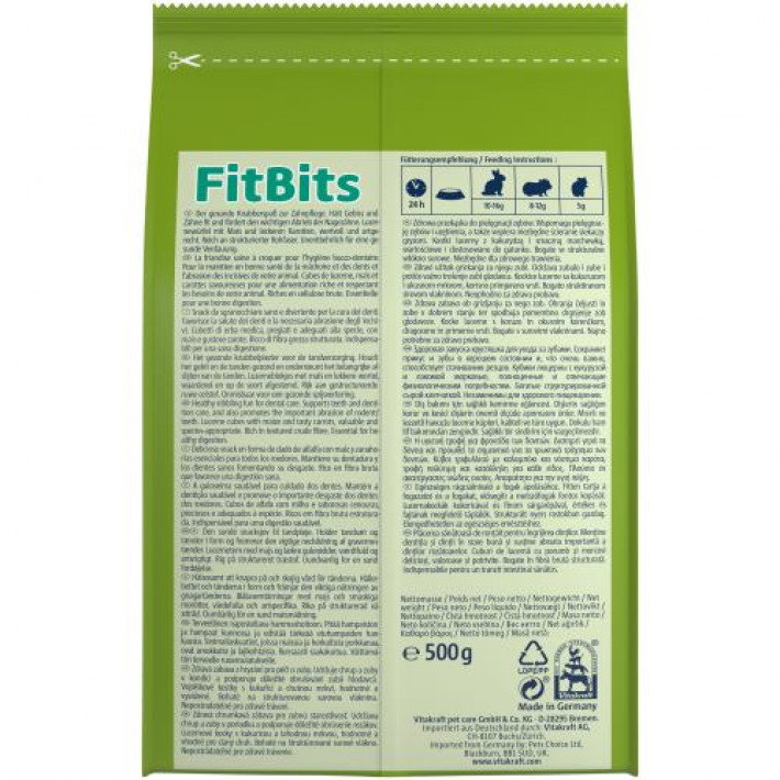 Ласощі Vitakraft FitBits для кроликів, заточка зубів, 500 г
