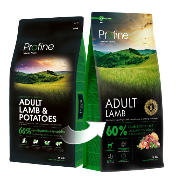 Корм сухий Profine Lamb and Potatoes для дорослих собак всіх порід, з ягнятиною та картоплею, 12 кг