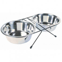 Миски Trixie для собак, на підставці, металеві, 20 см, 2х1.8 л