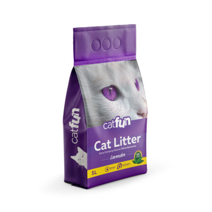 Наповнювач Catfun бентонітовий для котячих туалетів з ароматом лаванди 5 л