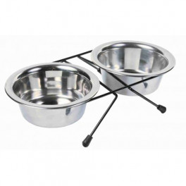 Миски Trixie для собак, на підставці, металеві, 12 см, 2х450 мл