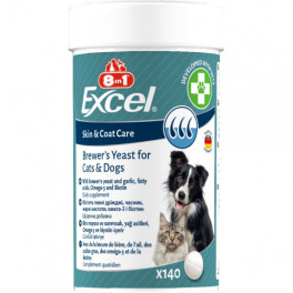 Вітаміни 8in1 Excel Brewers Yeast для собак та котів, пивні дріжджі з часником, для шкіри та шерсті, 140 шт